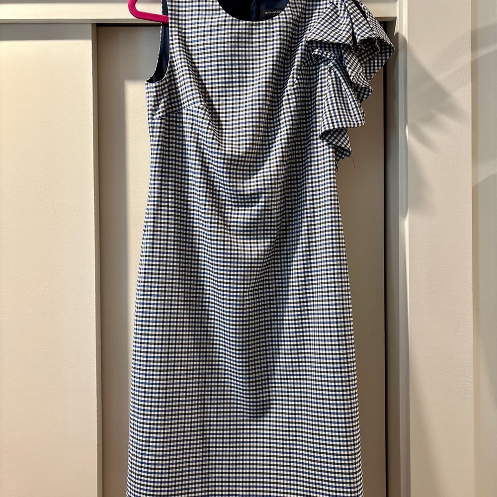 NWOT Banana Republic Navy and White Asymmetrical Dress